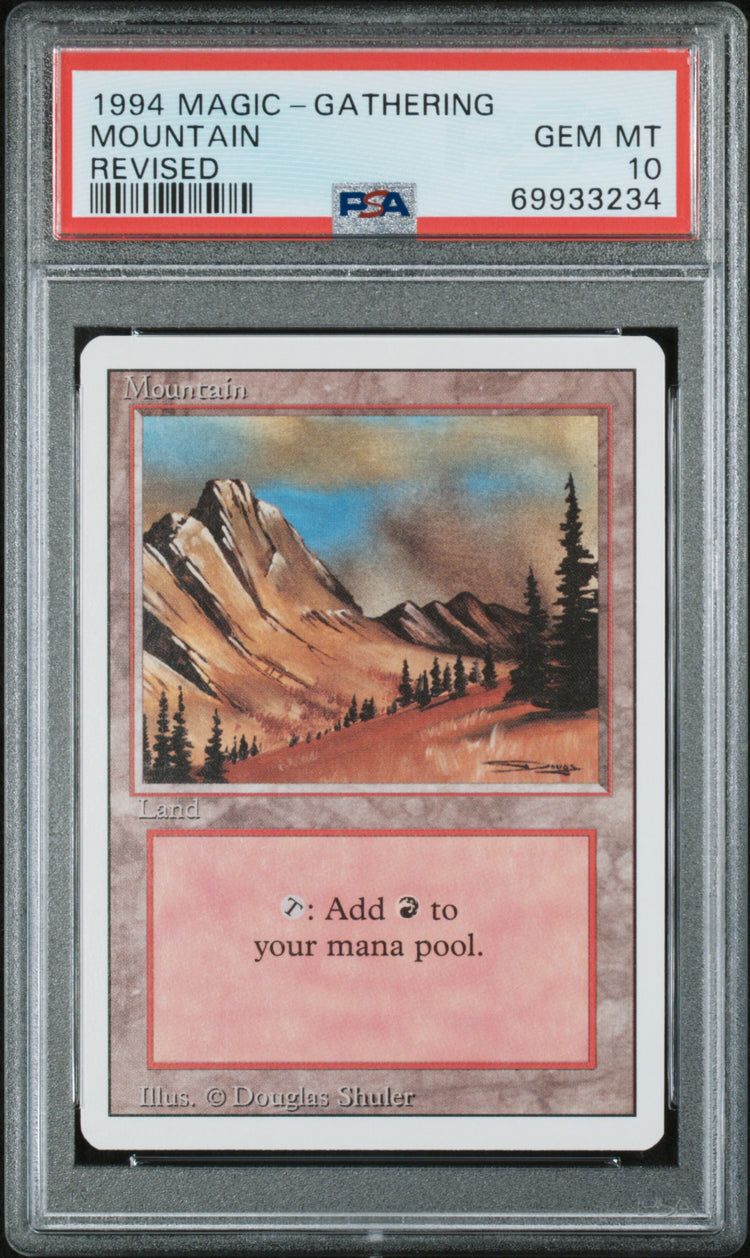Graded 1994 Magic The Gathering Mountain Revised NLG Card PSA 10 Gem Mint
