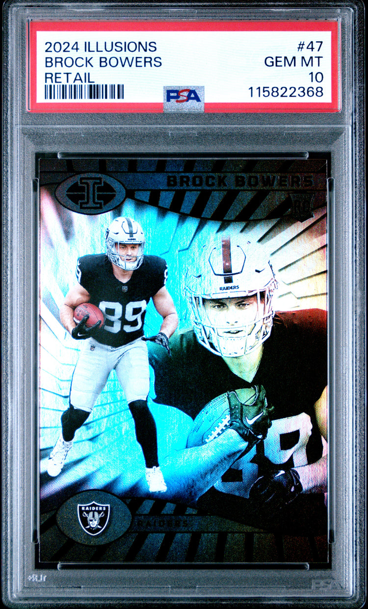 Graded 2024 Panini Illusions Brock Bowers #47 Retail Rookie RC Football Card PSA 10 Gem Mint