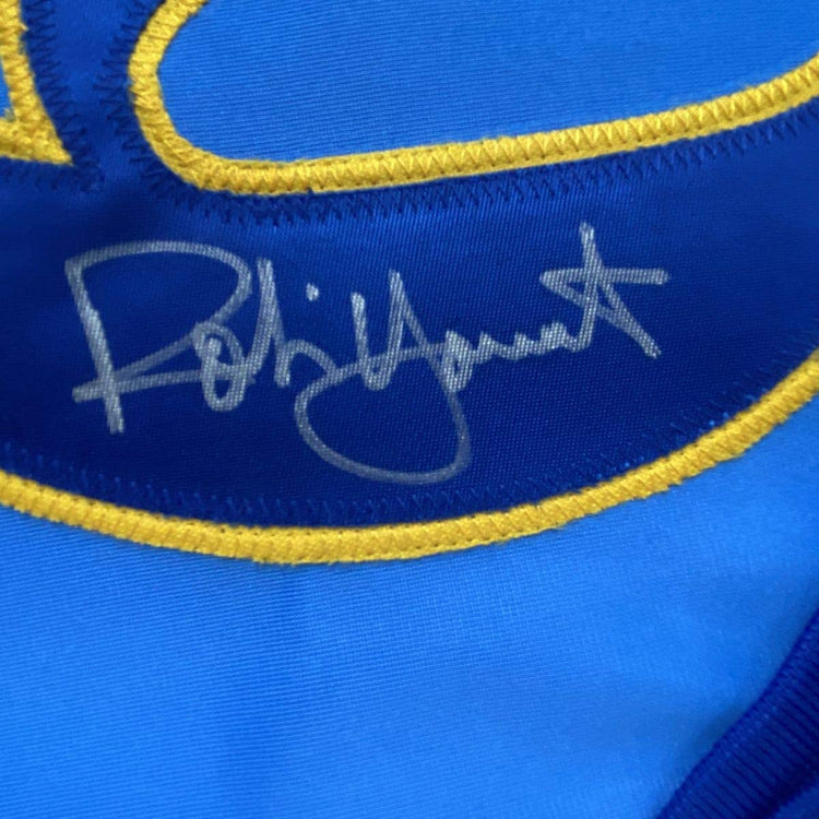 Framed Autographed/Signed Robin Yount 33x42 Milwaukee Blue Baseball Jersey JSA COA