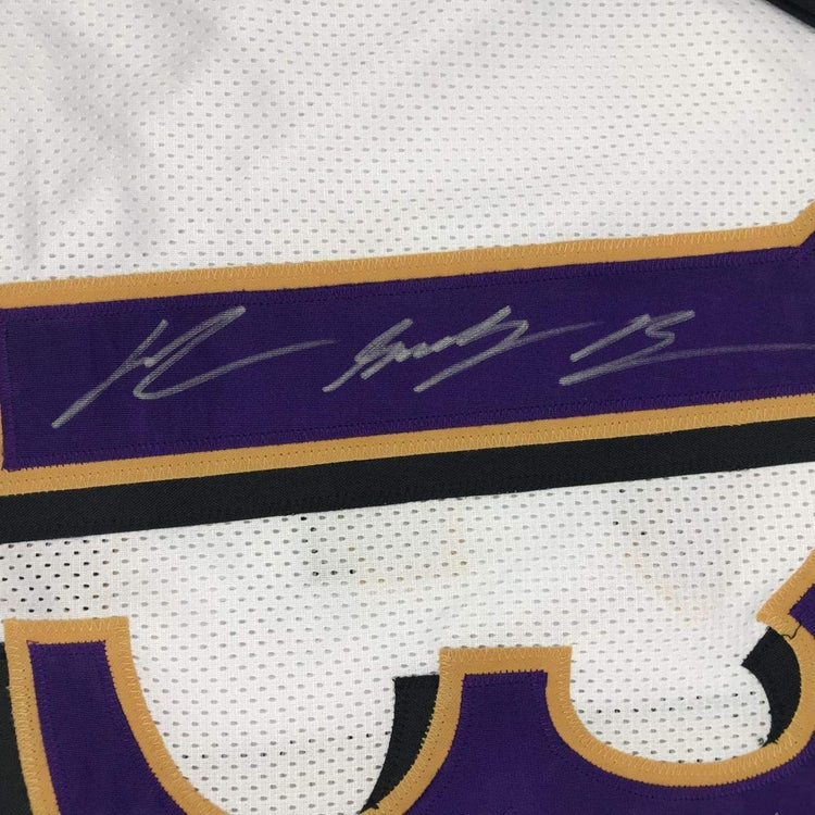 Framed Autographed/Signed John Brown 33x42 Baltimore White Football Jersey JSA COA