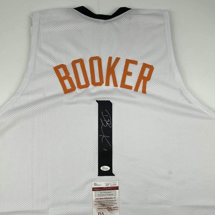 Autographed/Signed Devin Booker Phoenix White Basketball Jersey JSA COA