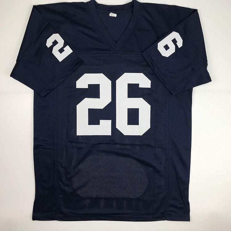 Autographed/Signed Saquon Barkley Penn State Blue Stat College Football Jersey JSA COA