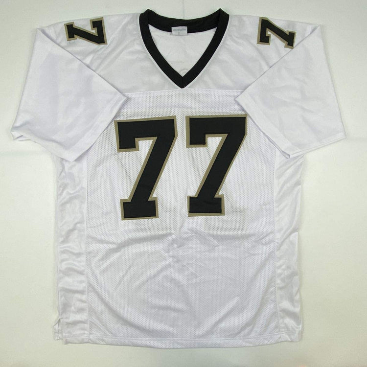 Autographed/Signed Willie Roaf HOF 2012 New Orleans White Football Jersey JSA COA