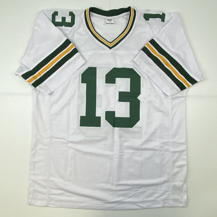 Autographed/Signed Allen Lazard Green Bay White Football Jersey Beckett BAS COA