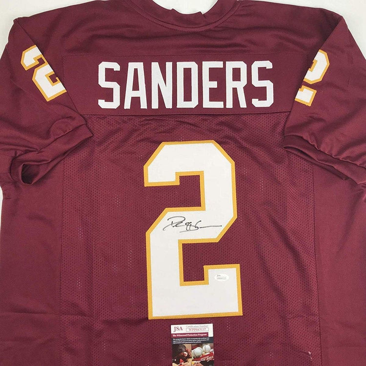 Autographed/Signed Deion Sanders Florida State FSU Maroon College Football Jersey JSA COA