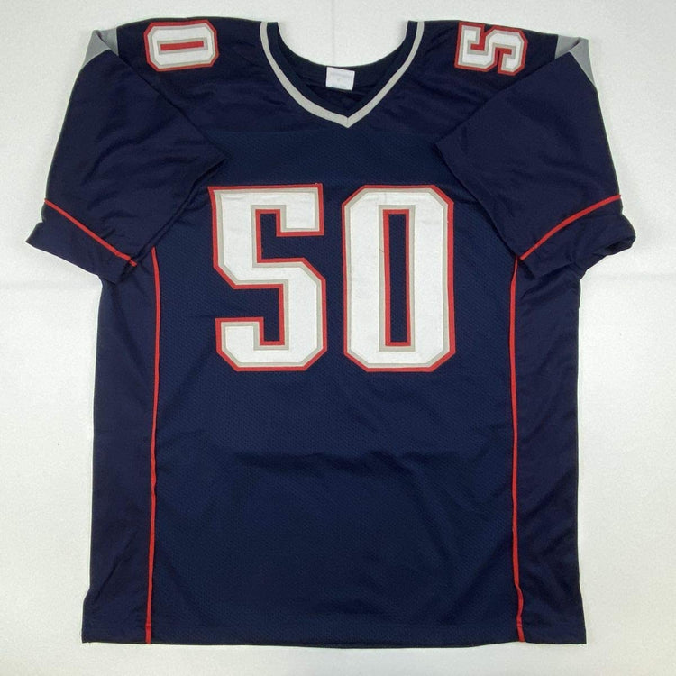 Autographed/Signed Chase Winovich New England Blue Football Jersey Beckett BAS COA