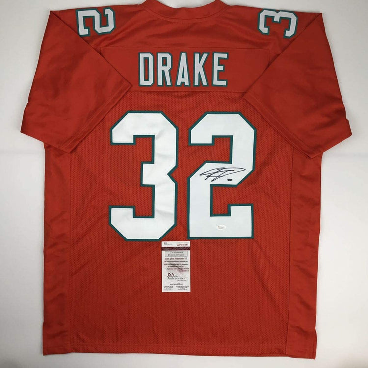 Autographed/Signed Kenyan Drake Miami Orange Football Jersey JSA COA
