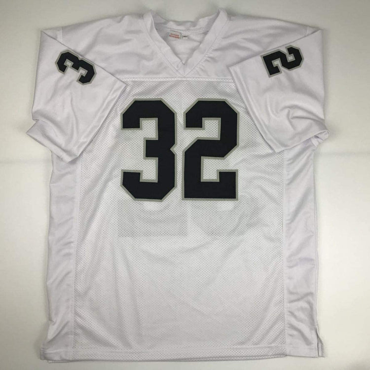 Autographed/Signed Marcus Allen Oakland White Football Jersey JSA COA