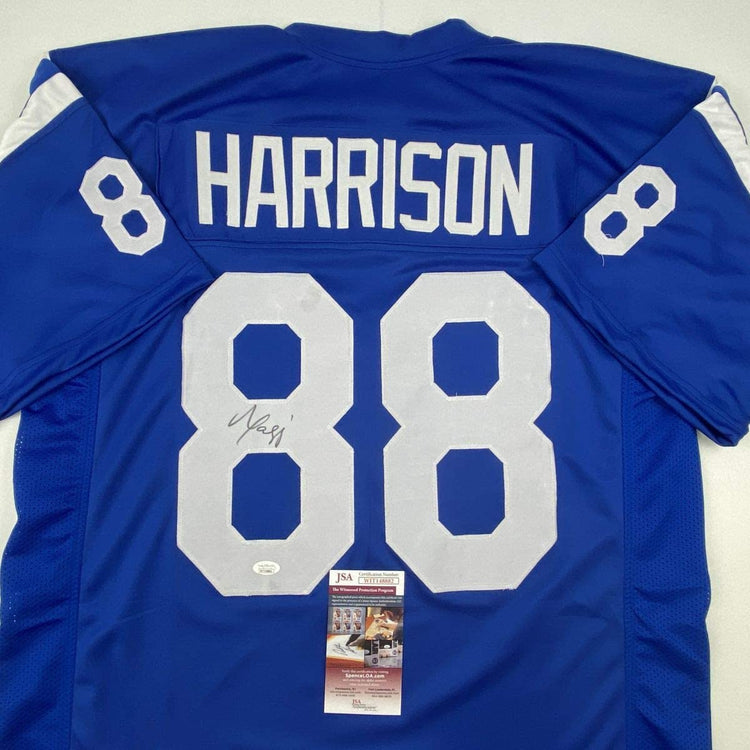Autographed/Signed Marvin Harrison Indianapolis Blue Football Jersey JSA COA