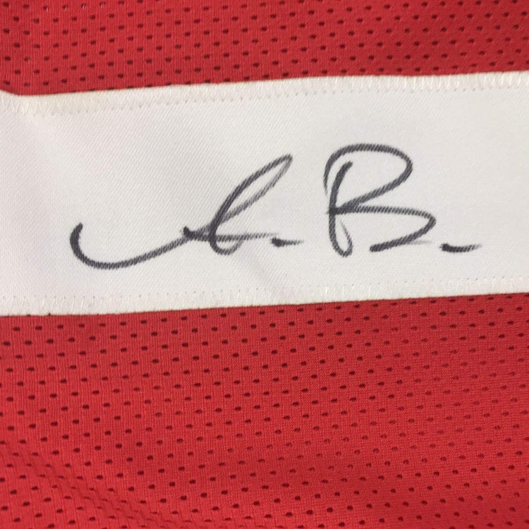 Framed Autographed/Signed AJ A.J. Brown 33x42 Ole Miss Red College Football Jersey JSA COA