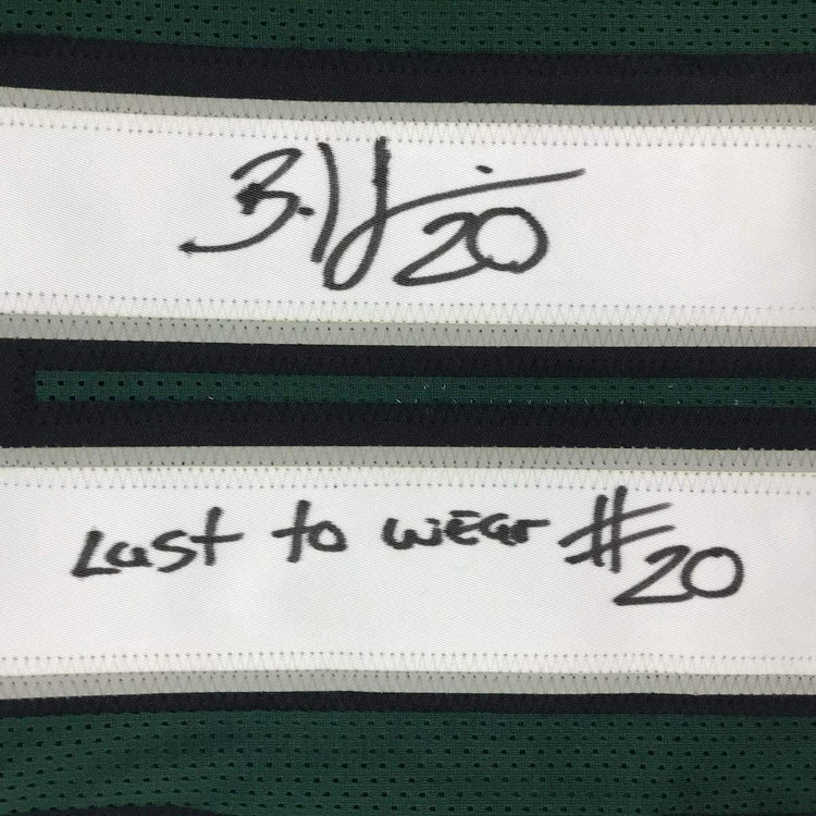 Autographed/Signed Brian Dawkins Inscribed Last To Wear #20 Philadelphia Green Football Jersey JSA COA