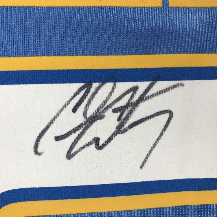 Framed Autographed/Signed Carmelo Anthony 33x42 Denver Blue Basketball Jersey JSA COA