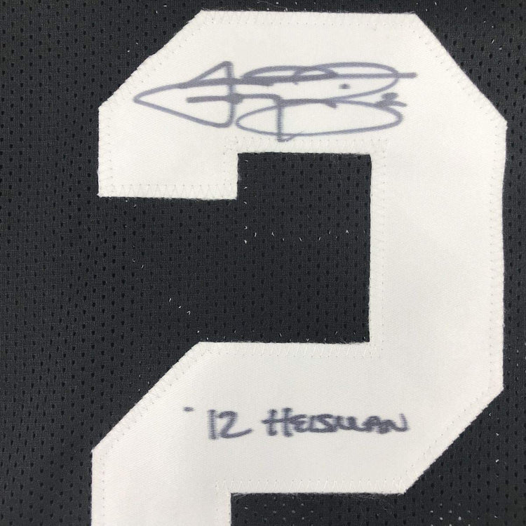 Autographed/Signed Johnny Manziel 12 Heisman Texas A&M Black College Football Jersey JSA COA