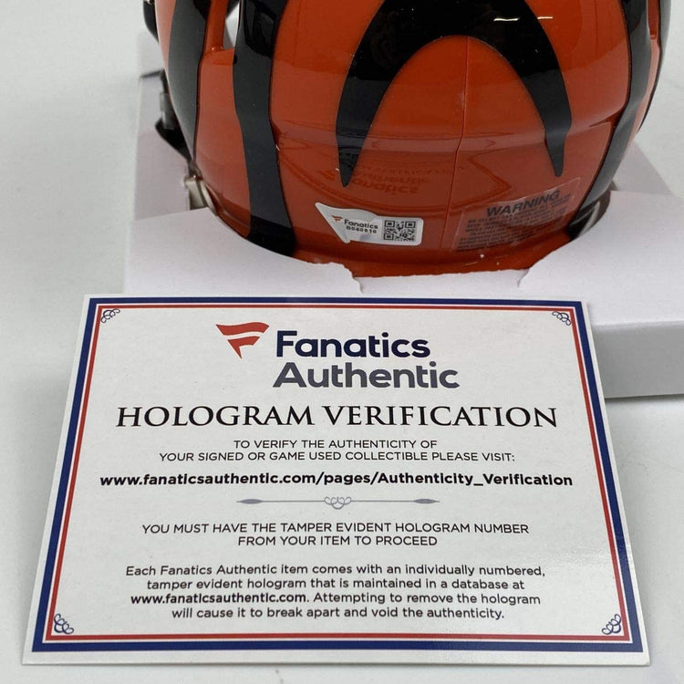 Autographed/Signed Joe Burrow Cincinnati Bengals Mini Football Helmet Fanatics COA