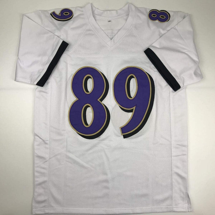 Autographed/Signed Steve Smith Sr. Baltimore White Football Jersey JSA COA