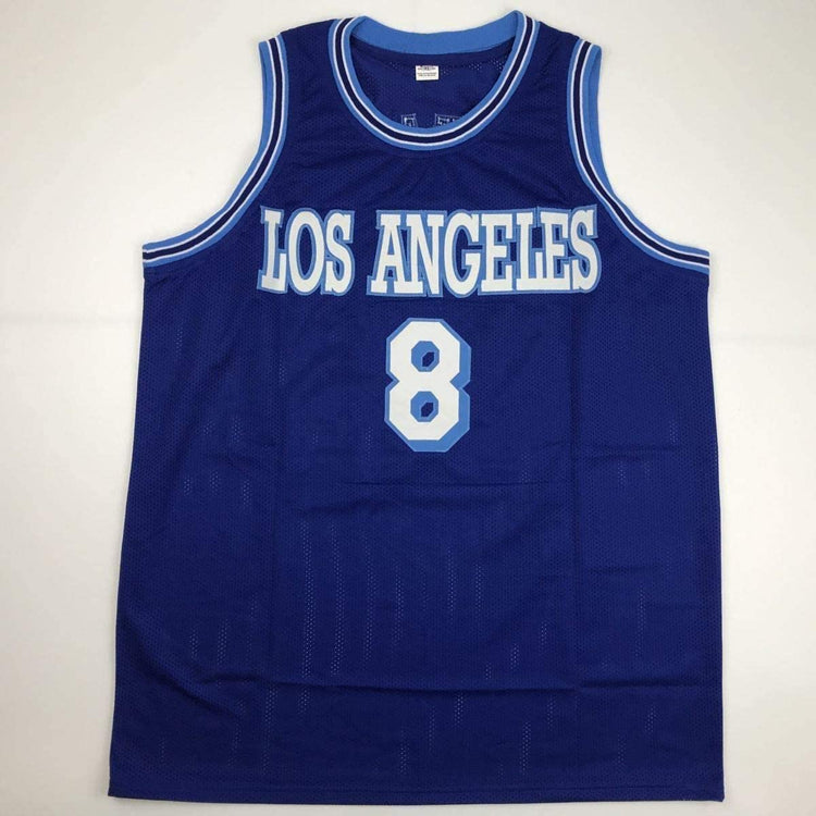 Autographed/Signed Kobe Bryant #8 Los Angeles LA Blue Retro Basketball Jersey PSA/DNA COA