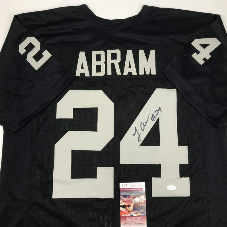 Autographed/Signed Johnathan Abram Oakland Black Football Jersey JSA COA