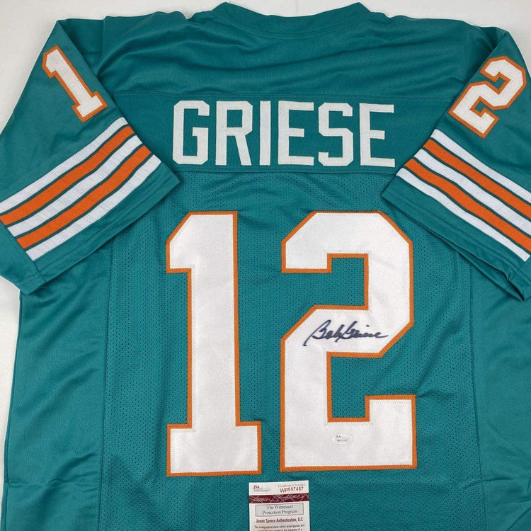 Autographed/Signed Bob Griese Miami Teal Football Jersey JSA COA