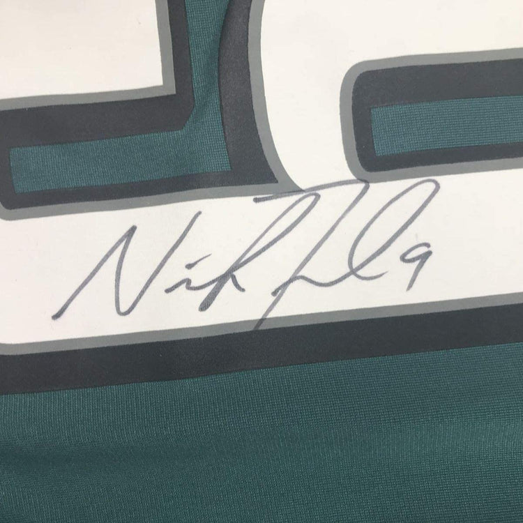 Framed Autographed/Signed Nick Foles 33x42 Philadelphia Eagles Nike Green Football Jersey JSA COA