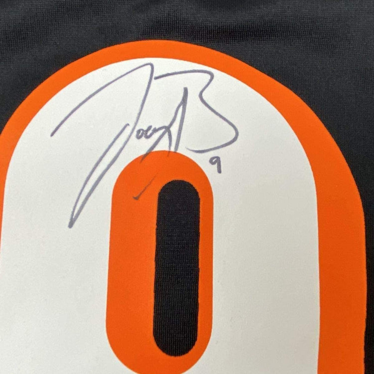 Framed Autographed/Signed Joe Burrow 33x42 Cincinnati Bengals Black Authentic Nike Game Football Jersey Fanatics COA