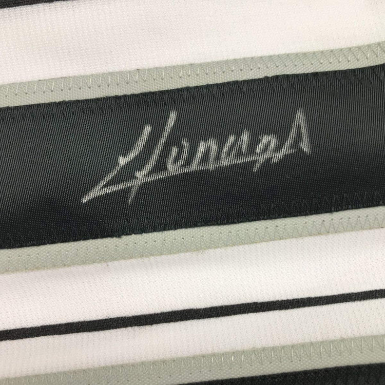 Framed Autographed/Signed Yoan Moncada 33x42 Chicago Pinstripe Baseball Jersey Beckett BAS COA