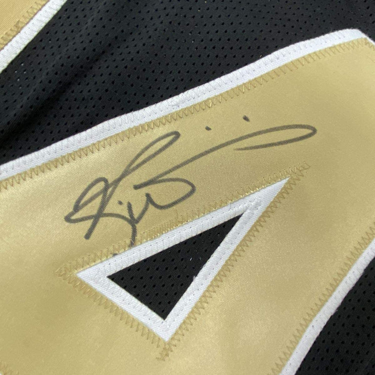 Framed Autographed/Signed Ricky Williams 33x42 New Orleans Black Football Jersey Beckett BAS COA