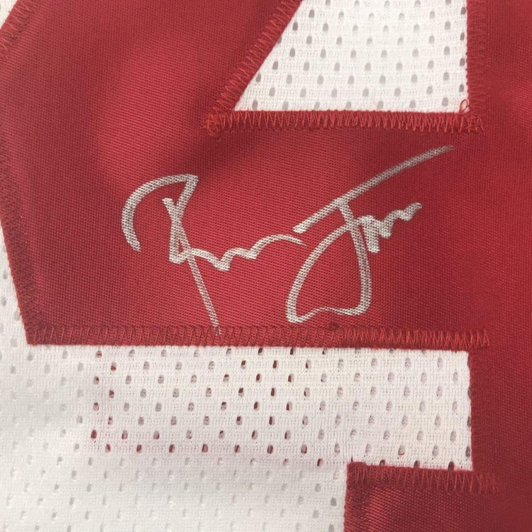 Framed Autographed/Signed Ronnie Lott 33x42 San Francisco 49ers White Football Jersey JSA COA