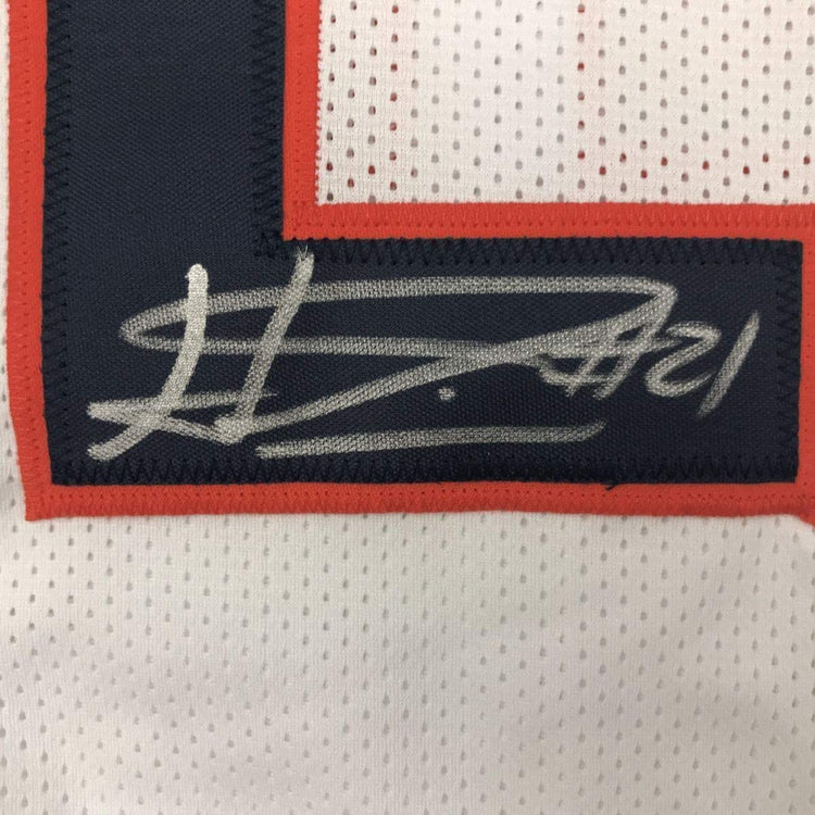 Framed Autographed/Signed Haha Ha Ha Clinton-Dix 33x42 Chicago White Football Jersey JSA COA