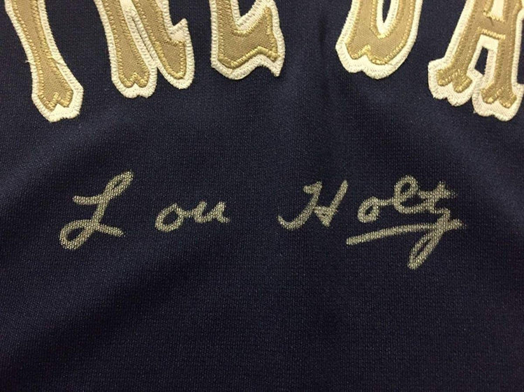 Framed Autographed/Signed Lou Holtz 33x42 Notre Dame Fighting Irish Football Jersey Jacket Steiner Sports COA