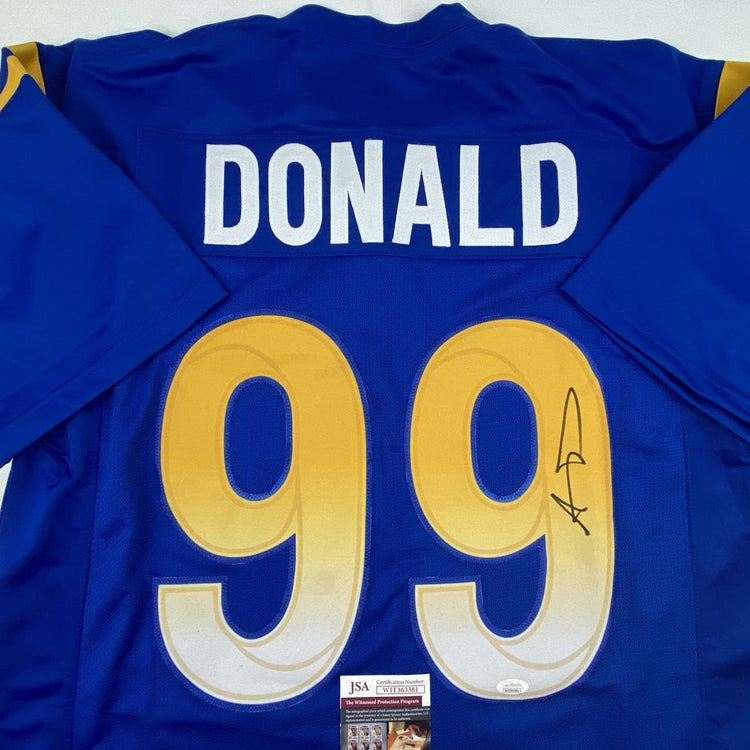 Autographed/Signed Aaron Donald Los Angeles LA Royal Blue Football Jersey JSA COA