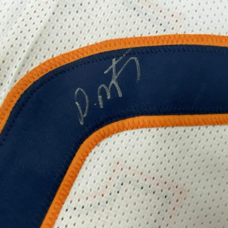 Framed Autographed/Signed David Montgomery 33x42 Chicago White Football Jersey JSA COA