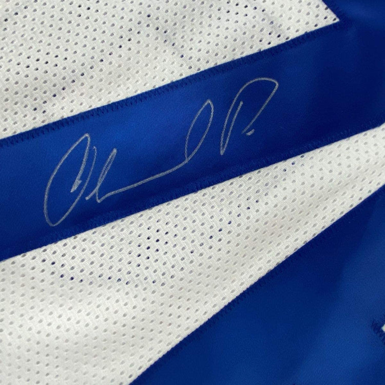 Framed Autographed/Signed Orlando Pace 33x42 Los Angeles White Football Jersey JSA COA