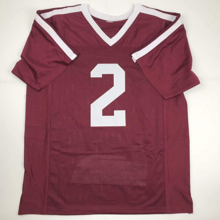 Autographed/Signed Johnny Manziel Texas A&M Maroon Stat College Football Jersey JSA COA