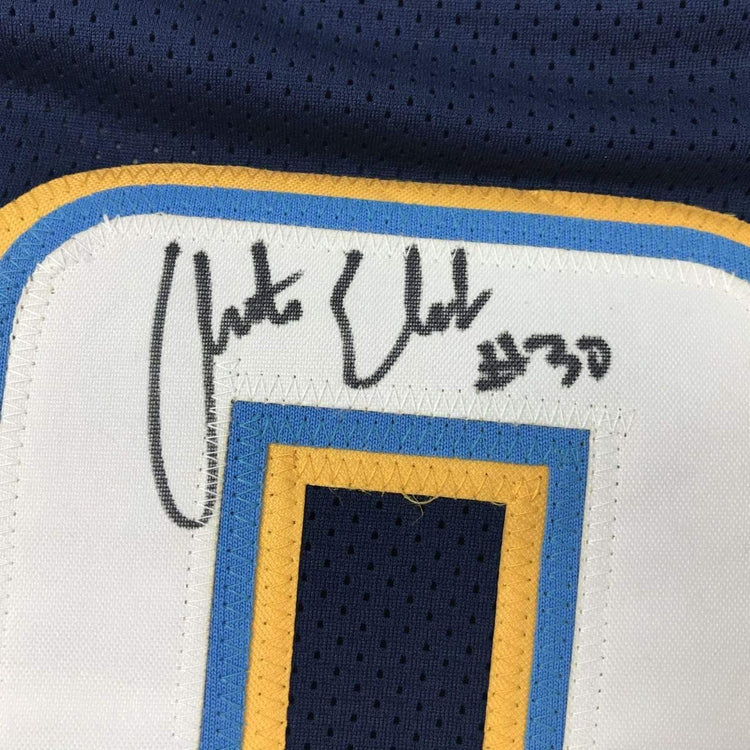 Framed Autographed/Signed Austin Ekeler 33x42 Los Angeles LA Dark Blue Football Jersey Beckett BAS COA