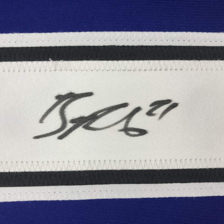 Autographed/Signed Brayden Point Tampa Bay Blue Hockey Jersey JSA COA