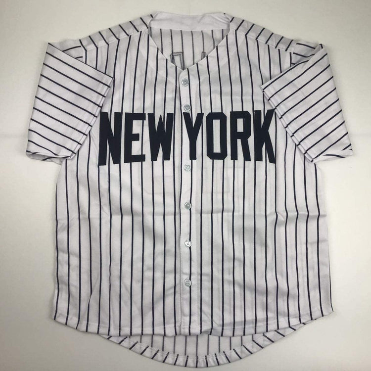 Autographed/Signed Cecil Fielder New York Pinstripe Baseball Jersey JSA COA