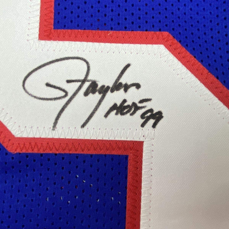 Autographed/Signed Lawrence Taylor HOF 99 New York Blue Football Jersey JSA COA