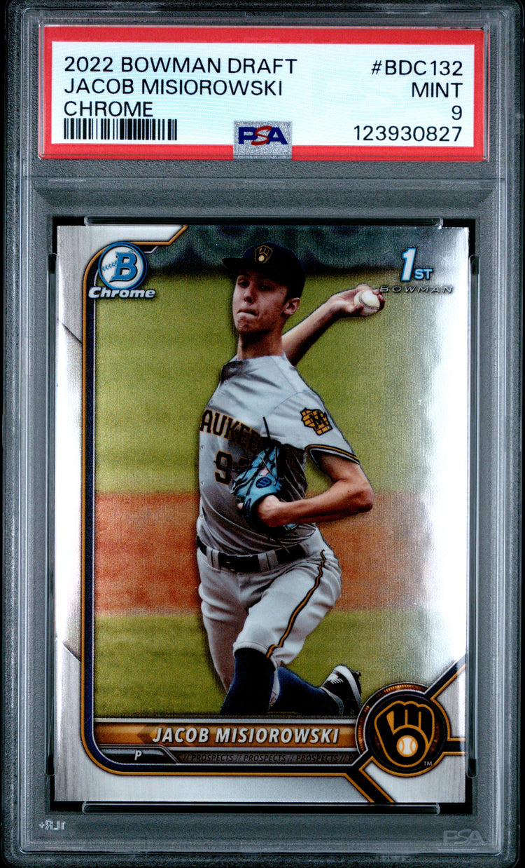 Graded 2022 Topps Bowman Draft Jacob Misiorowski #BDC132 Chrome Rookie RC Baseball Card PSA 9 Mint