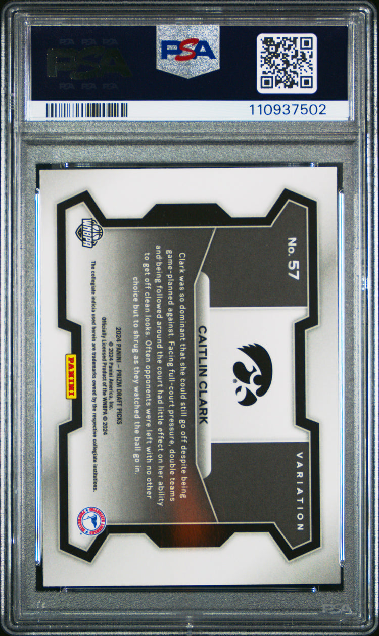 Graded 2024 Panini Prizm Draft Picks Caitlin Clark #57 Variation Rookie RC Basketball Card PSA 10 Gem Mint