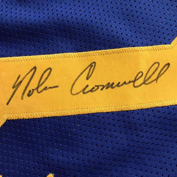 Framed Autographed/Signed Nolan Cromwell 33x42 Los Angeles LA Rams Blue Football Jersey JSA COA