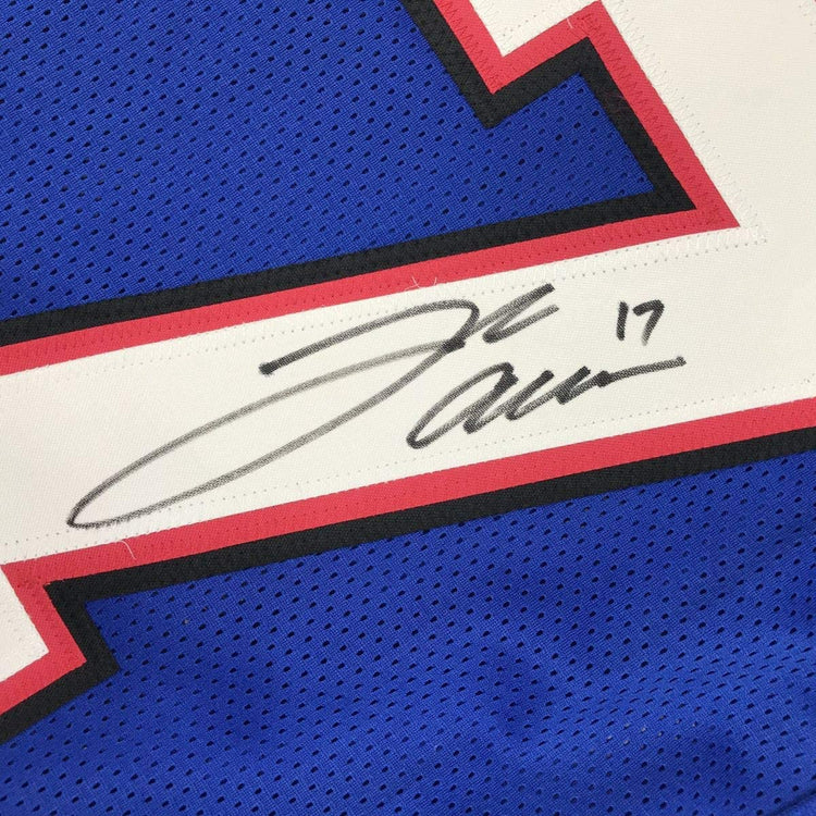Autographed/Signed Josh Allen Buffalo Blue Football Jersey JSA COA