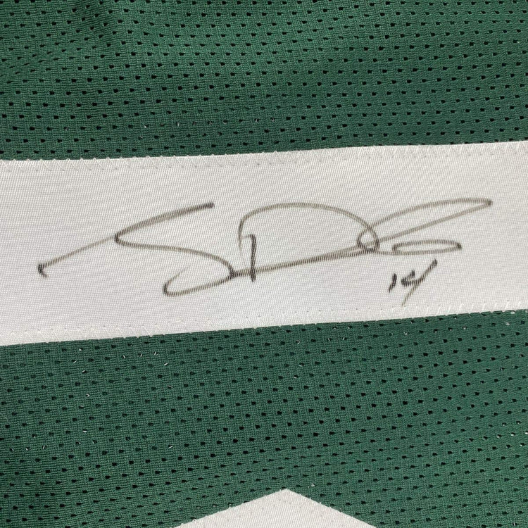 Framed Autographed/Signed Sam Darnold 33x42 New York Green Rookie Football Jersey Beckett BAS COA