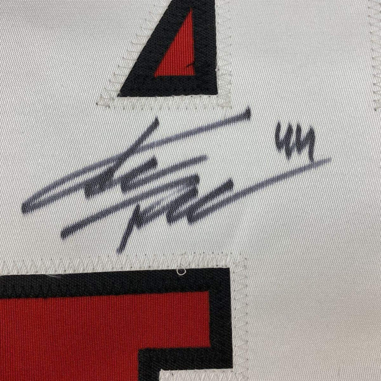 Framed Autographed/Signed Kimmo Timonen 33x42 Chicago Red Hockey Jersey JSA COA