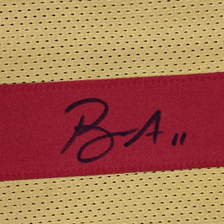 Framed Autographed/Signed Brandon Aiyuk 33x42 San Francisco Gold Football Jersey Beckett BAS COA