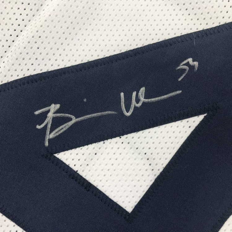 Autographed/Signed Brian Urlacher Chicago Retro White Football Jersey JSA COA