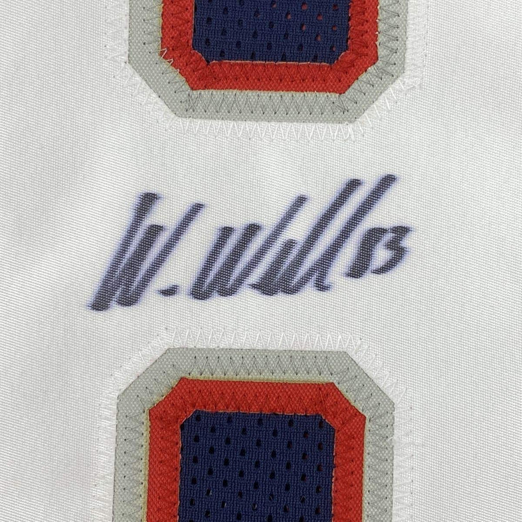 Autographed/Signed Wes Welker New England Blue Football Jersey JSA COA