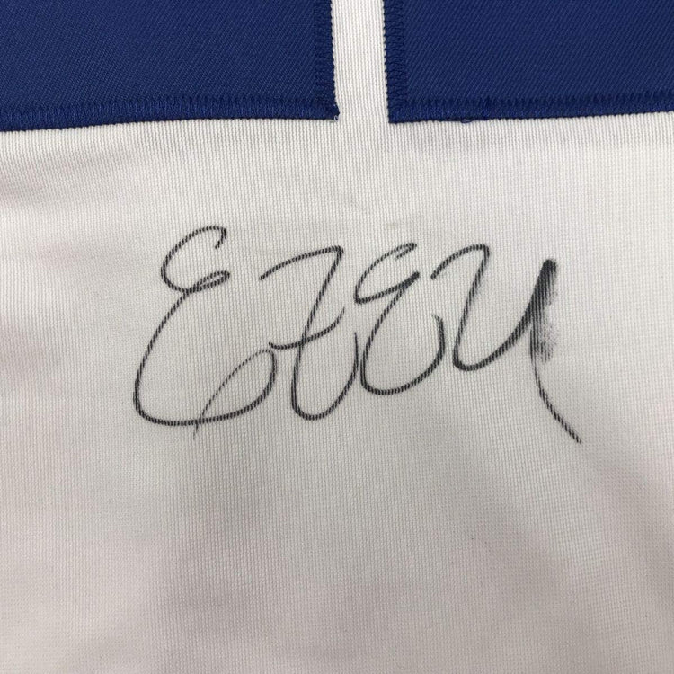 Framed Autographed/Signed Ezekiel Elliott 33x42 Dallas White Football Jersey PSA/DNA COA #2