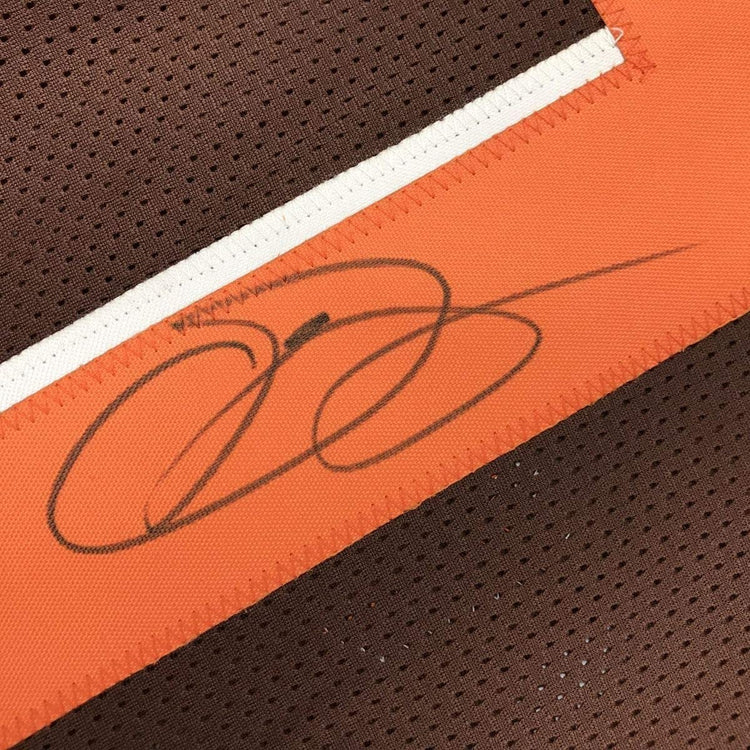 Framed Autographed/Signed Odell Beckham Jr. 33x42 Cleveland Brown Football Jersey JSA COA