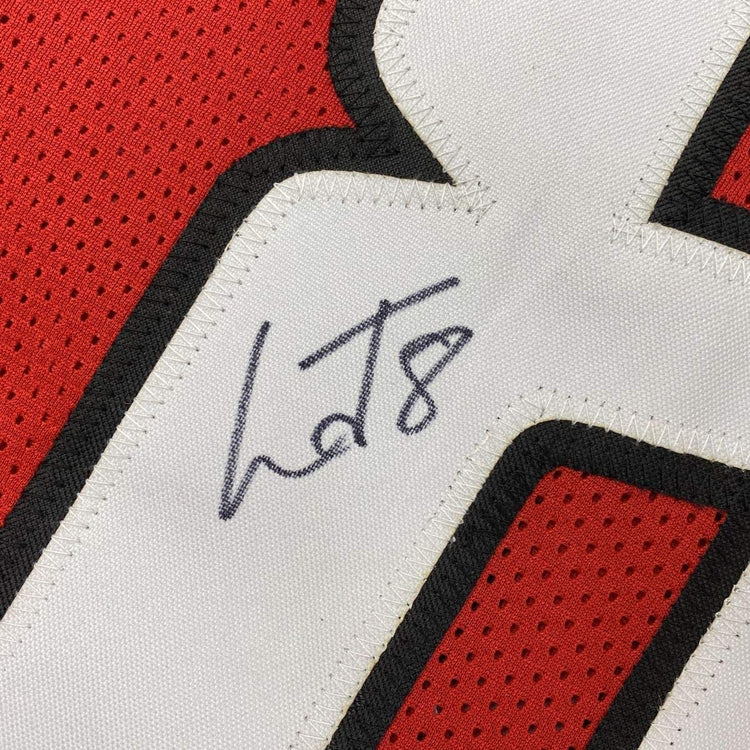 Framed Autographed/Signed Lamar Jackson 33x42 Louisville Red College Football Jersey JSA COA