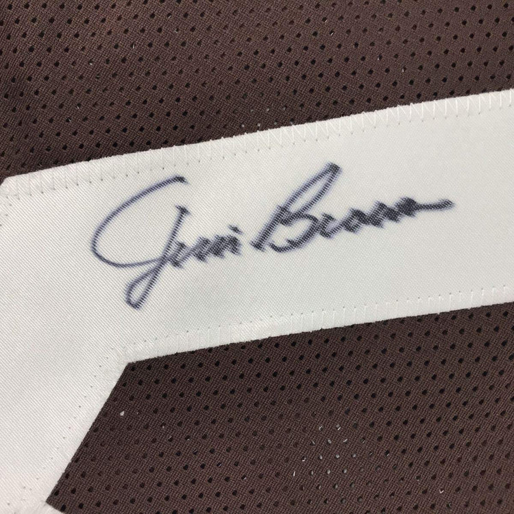 Autographed/Signed Jim Brown Cleveland Football Brown Jersey Beckett BAS COA
